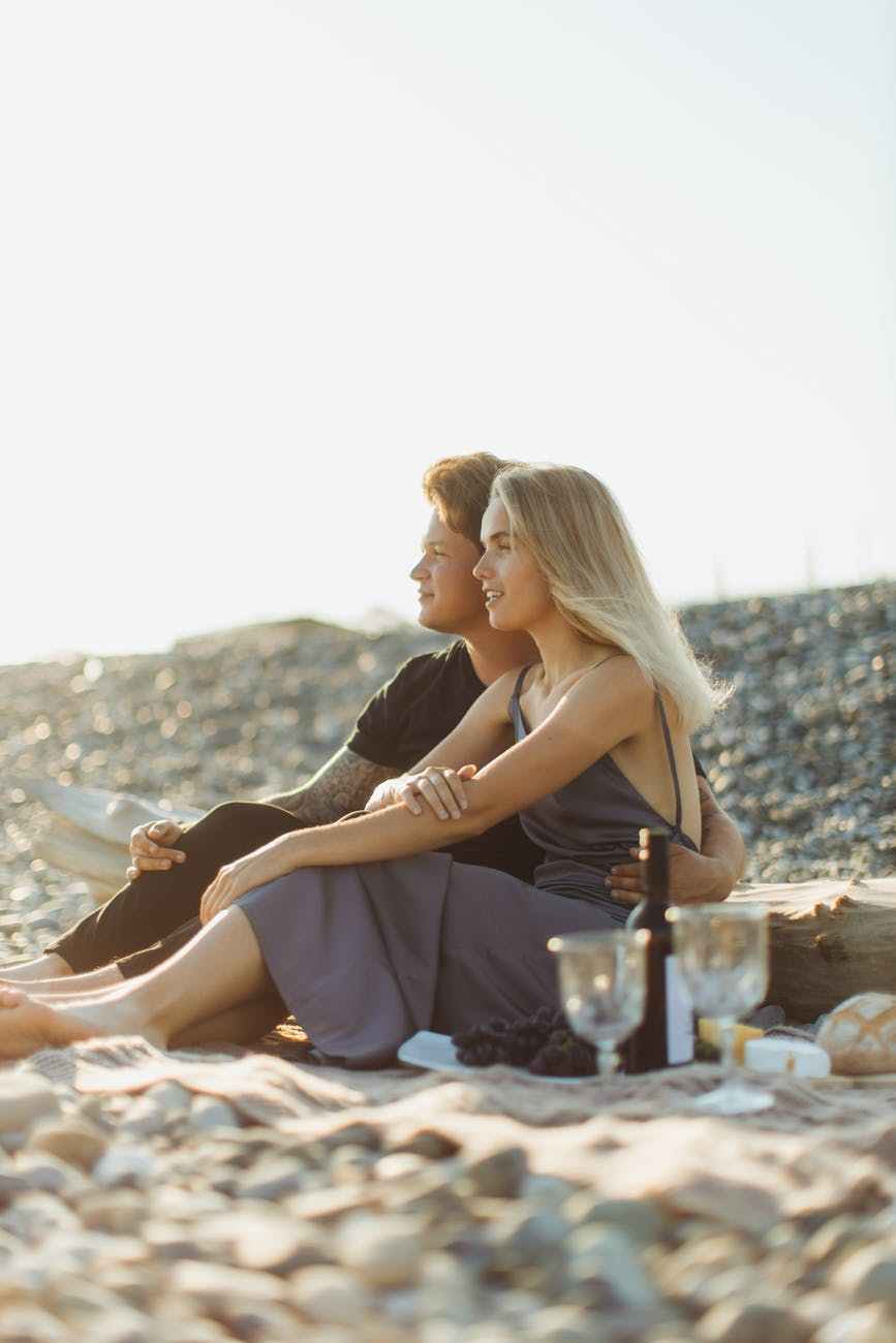 couple on a date at a beach