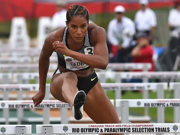 Phylicia George placed first in the Women 100 metre Hurdles Senior final during the Canadian Track & Field Championships and Rio Selection Trials for the 2016 Summer Olympic and Paralympic Games, at Foote Field, in Edmonton Sunday, July 10, 2016. Ed Kaiser/Postmedia (Standalone photo)